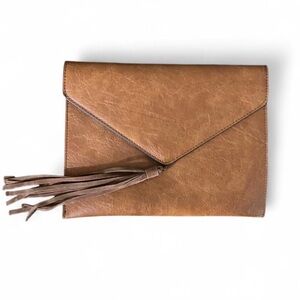 Elegant Tan Tassel Clutch